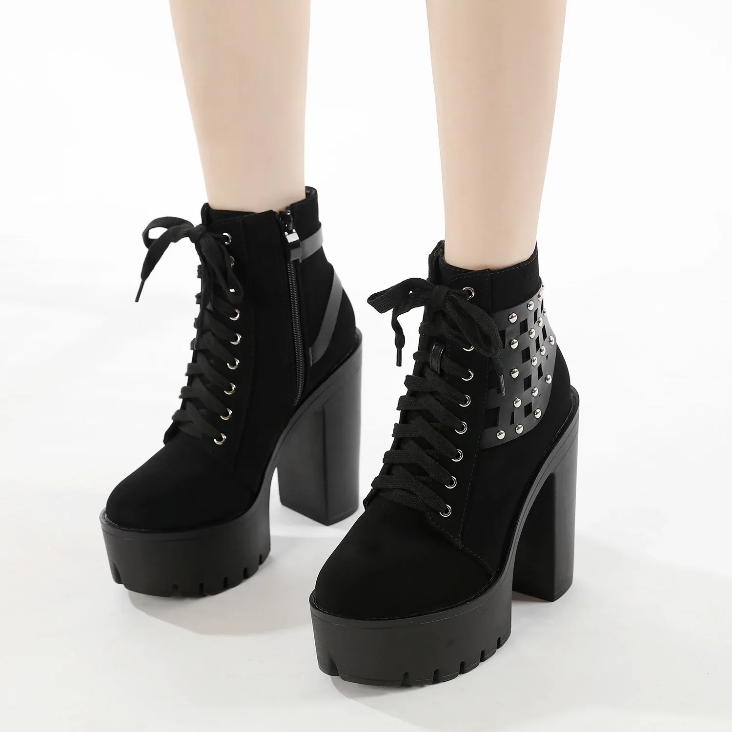 Bottines punk à plateforme et rivets Gdgydh pour femme