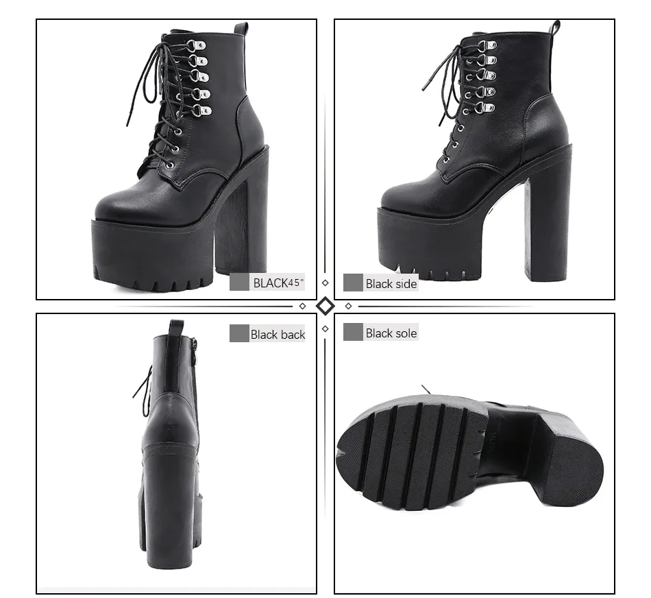 Bottes moto gothiques à plateforme et talon haut pour femme Gdgydh