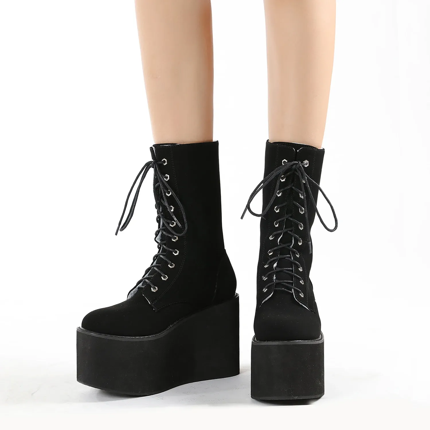 Bottes d’hiver compensées Gdgydh en PU doublées fourrure