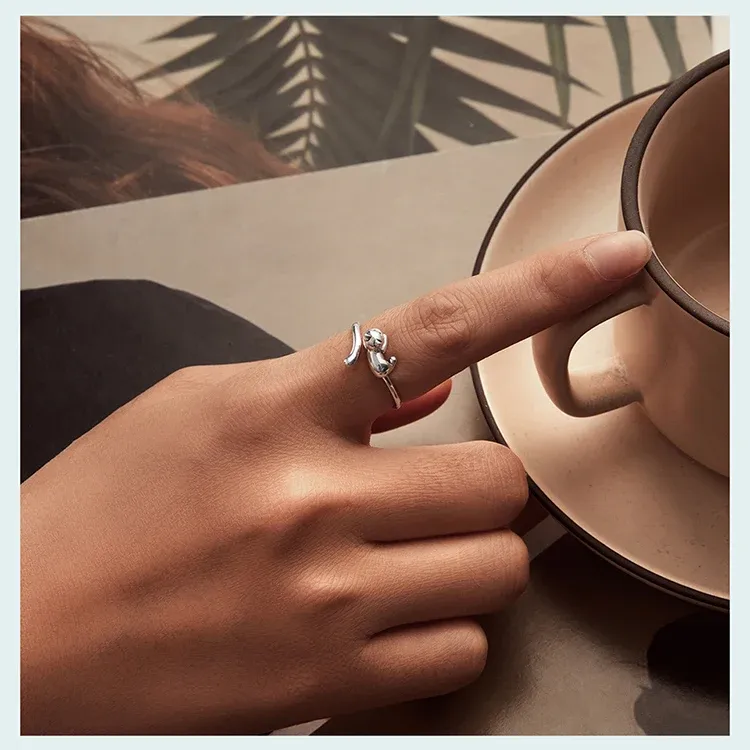 Bague teckel ouverte en argent 925 Bamoer