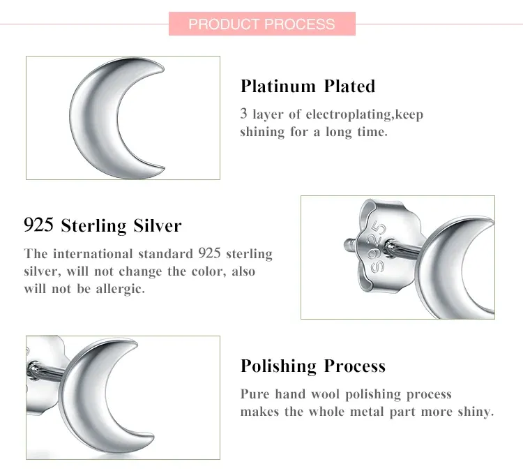 Boucles d’oreilles lune en argent 925 finition or rose MODIAN