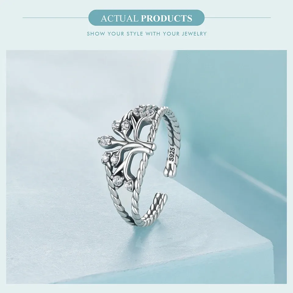 Bague arbre de vie tressée en argent 925 oxydé WOSTU