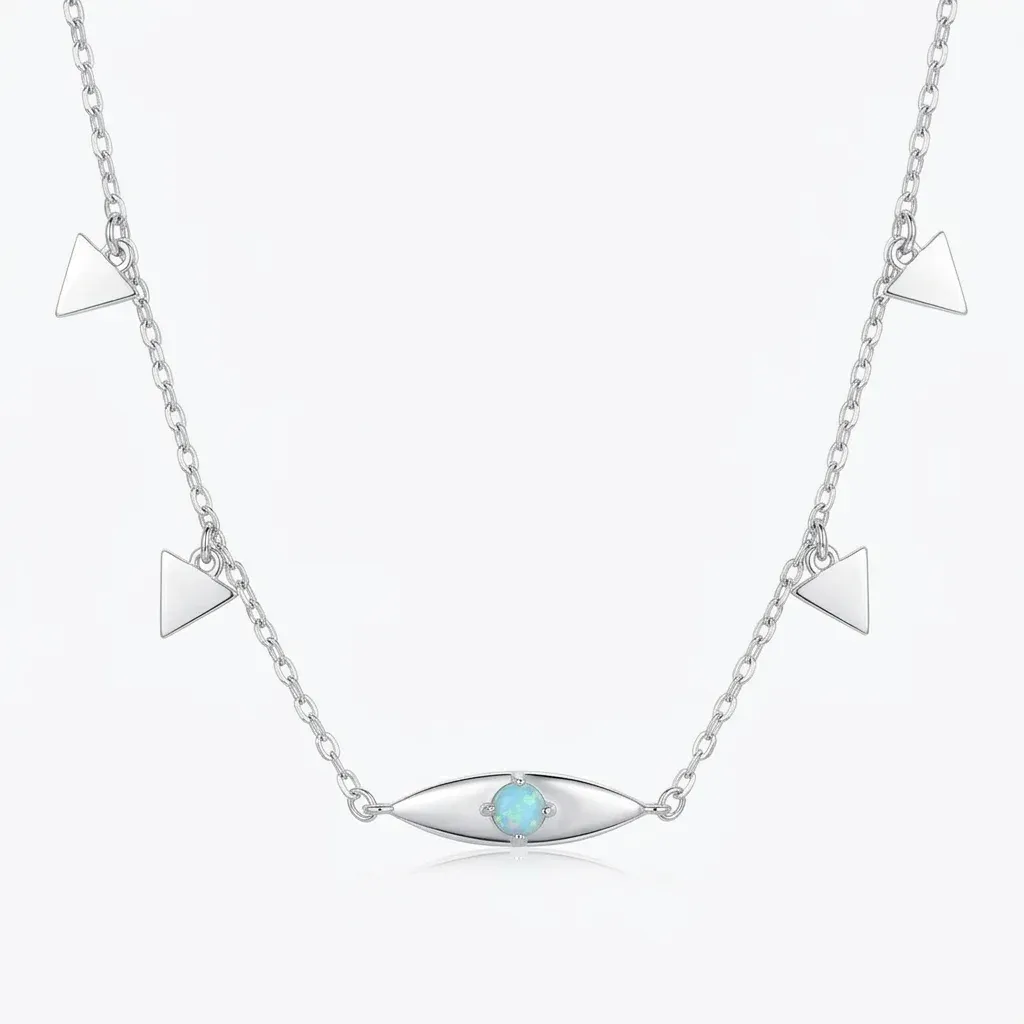 Collier argent 925 œil avec opale