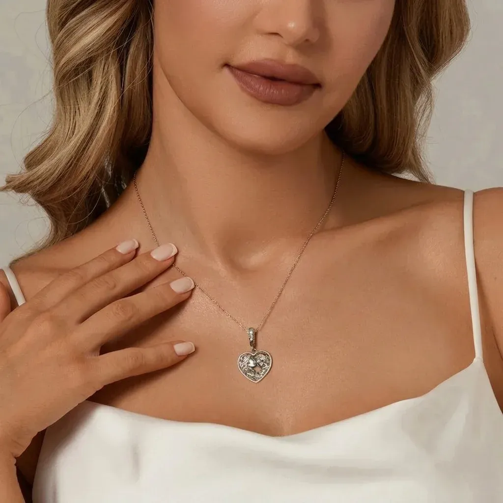 Pendentif cœur argent dragon étoile émaillée