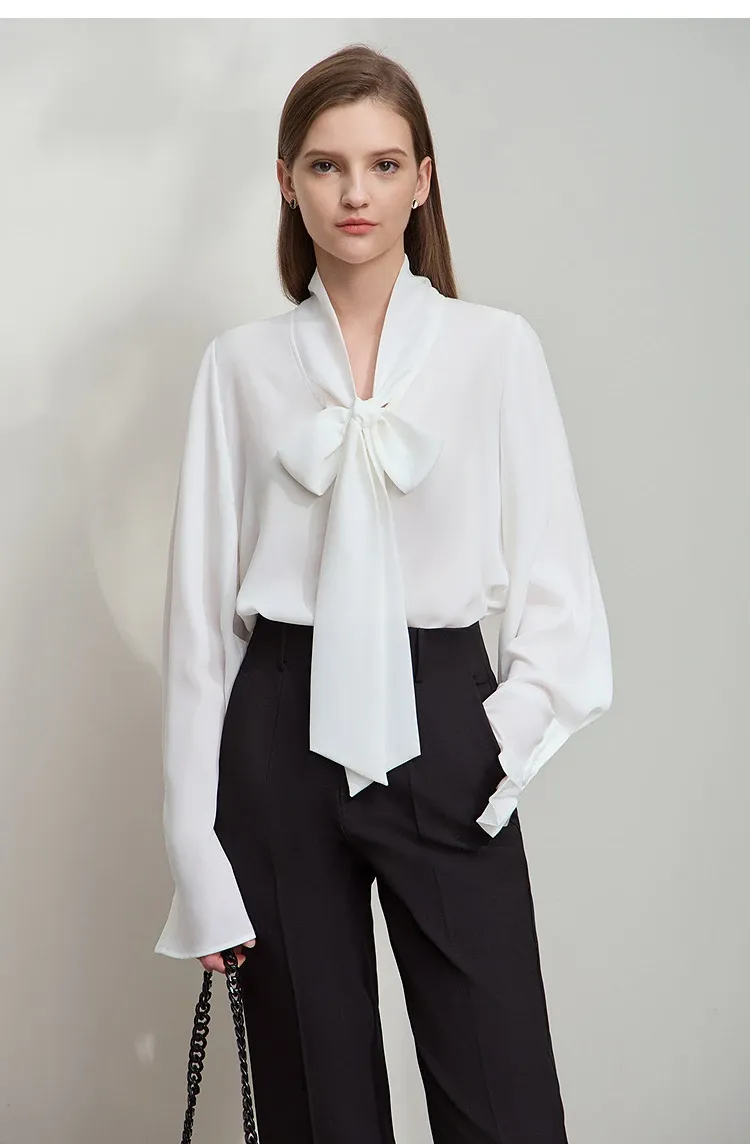 Chemisier AMII en mousseline fluide à col nœud