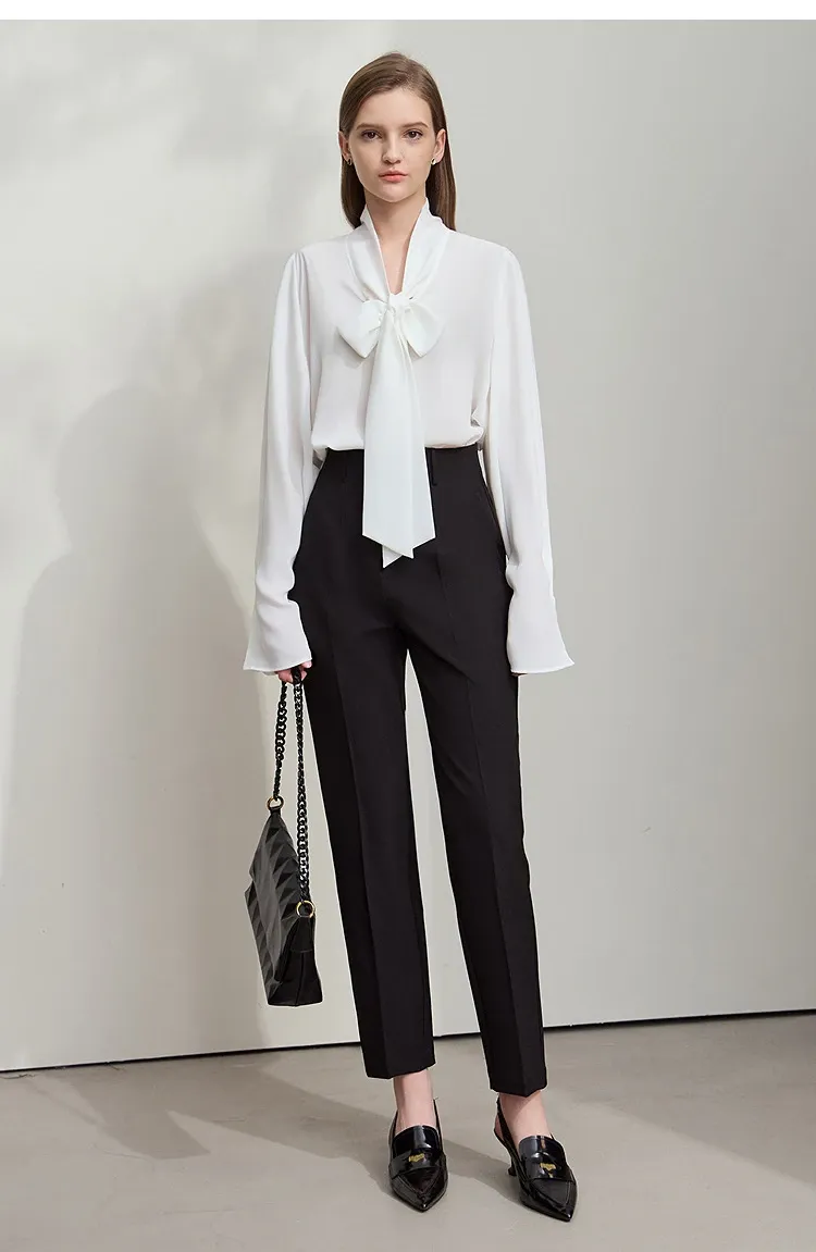 Chemisier AMII en mousseline fluide à col nœud