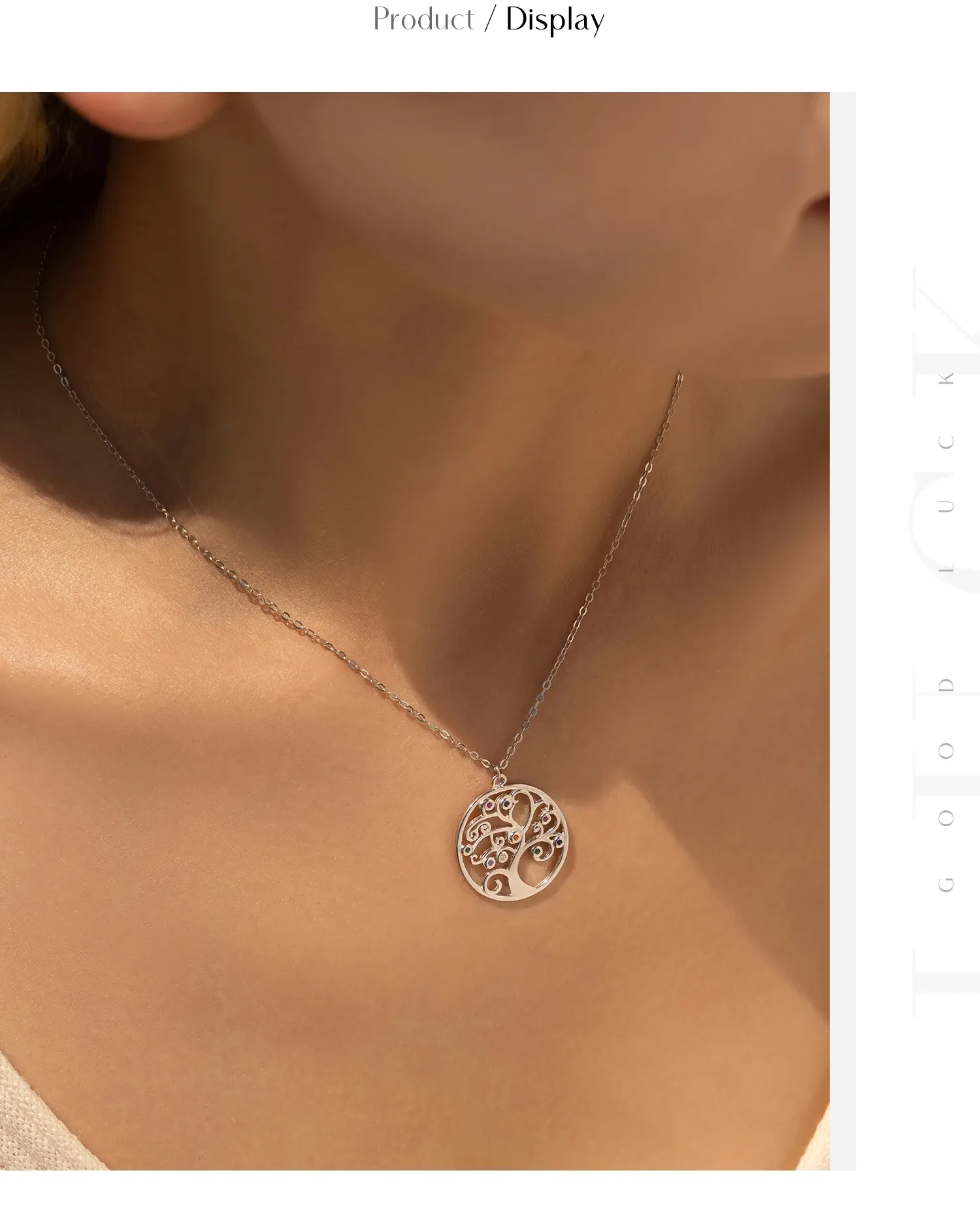 Collier arbre rétro en argent 925 avec zircon scintillant