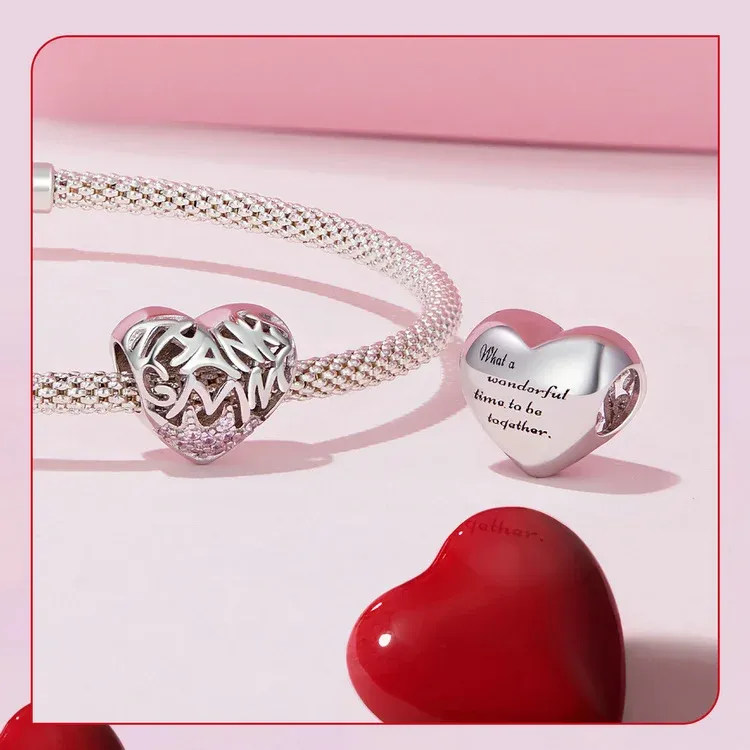 Breloque lune étoilée en argent 925 et verre transparent