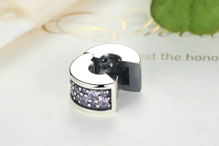 Breloque clip en argent 925 avec zircon WOSTU pour bracelet