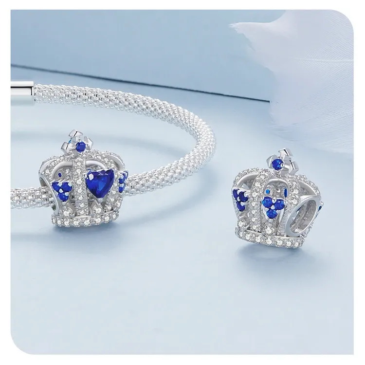 Breloque cœur-couronne en argent 925 WOSTU