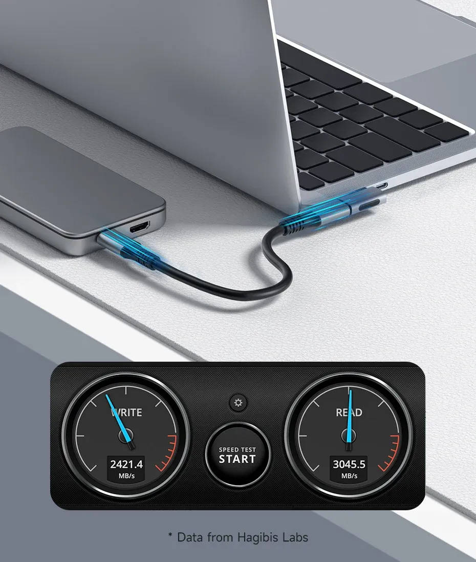 Adaptateur USB-C coudé 240W Hagibis 40 Gbit/s 8K