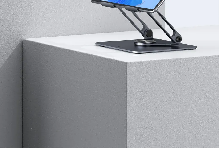 Support tablette rotatif 360° Hagibis en aluminium à double tige