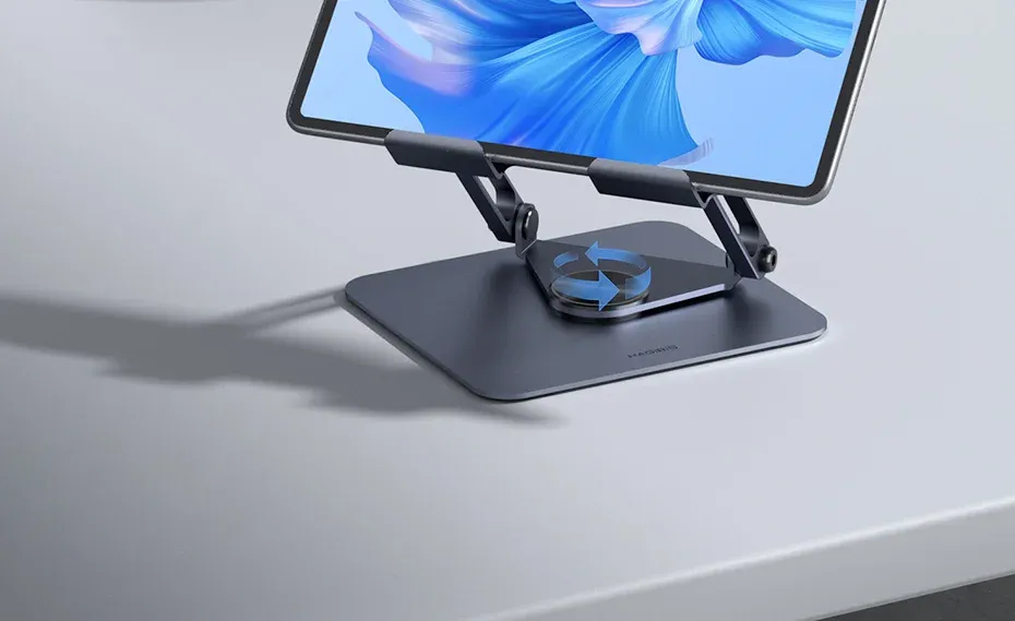 Support tablette rotatif 360° Hagibis en aluminium à double tige