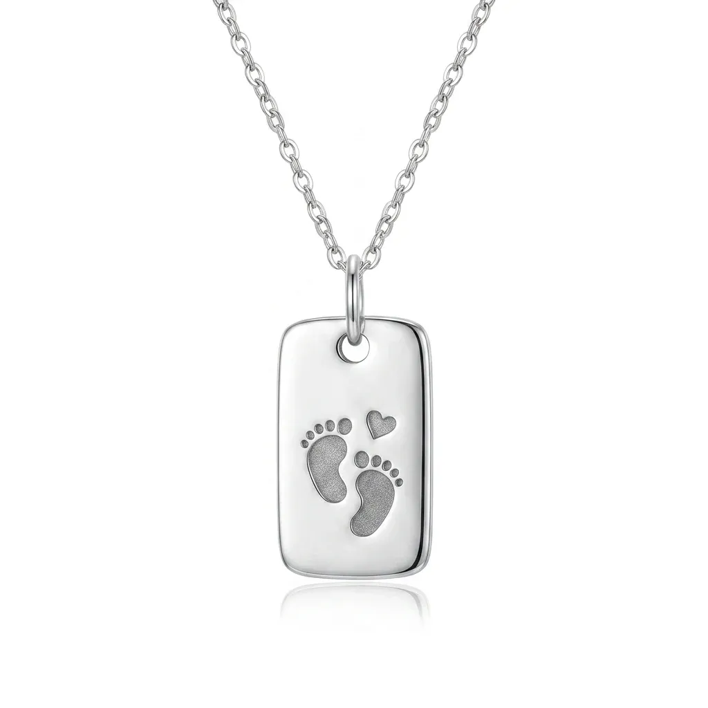 Pendentif cœur empreintes bébé argent 925