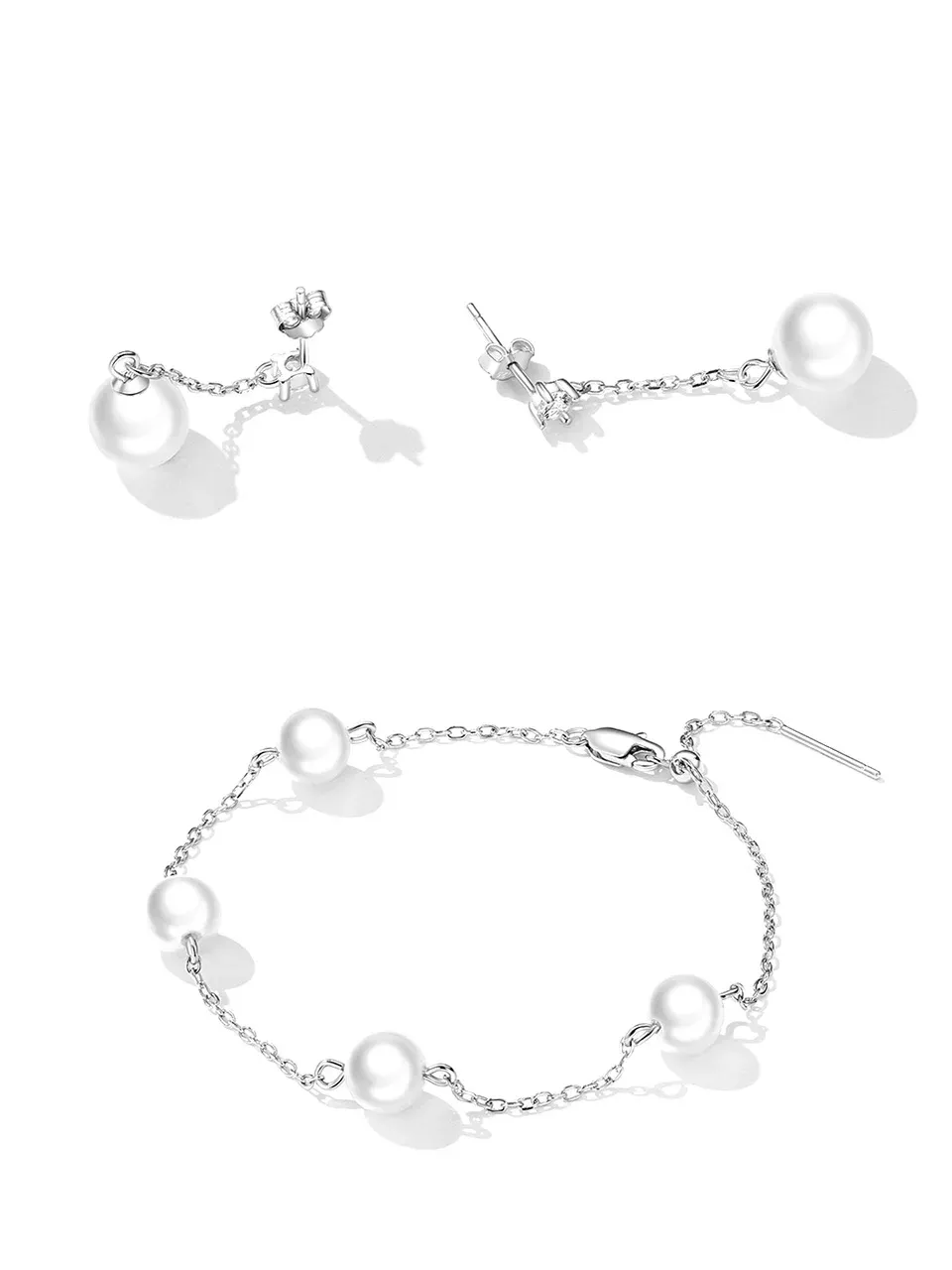 Boucles d’oreilles pendantes WOSTU en argent 925 et perle d’eau douce