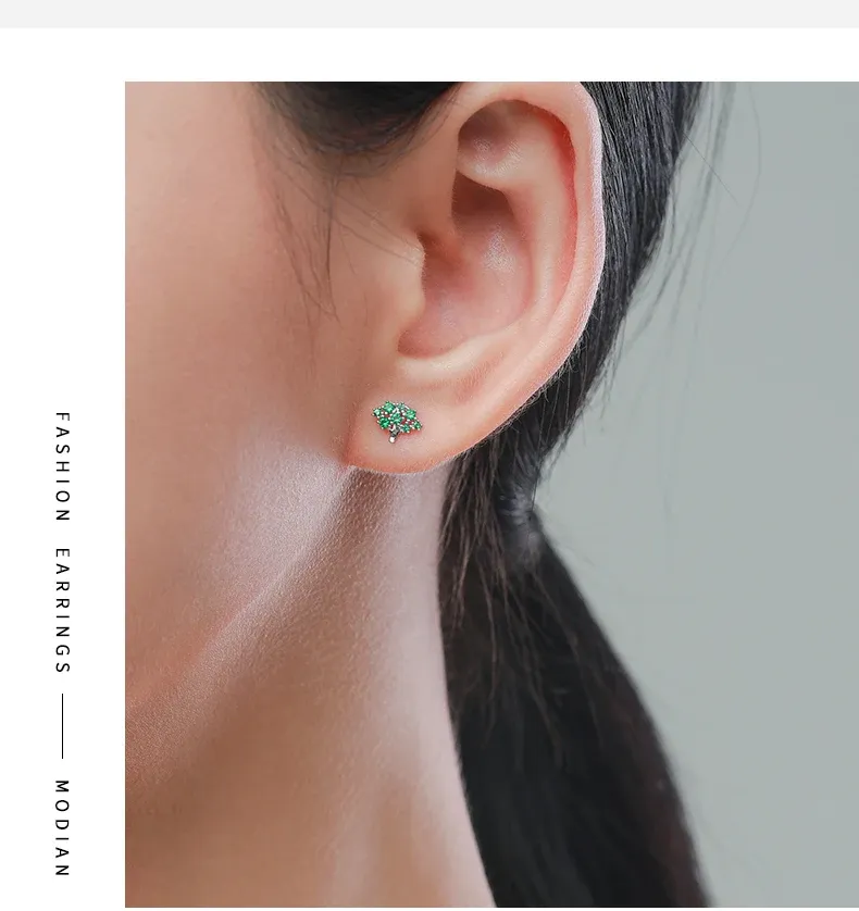 Boucles d’oreilles puces brocoli en argent 925 MODIAN