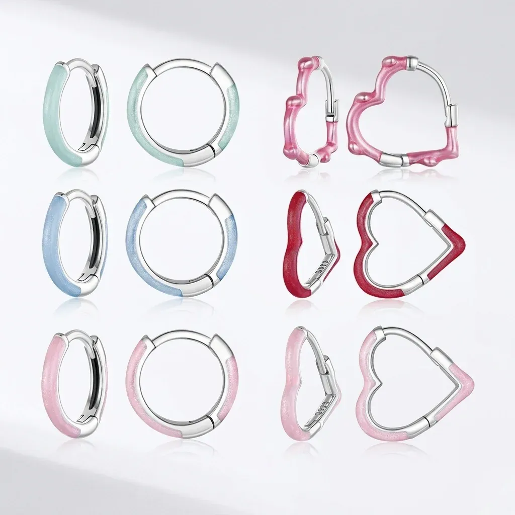 Boucles WOSTU argent 925 cœur coloré