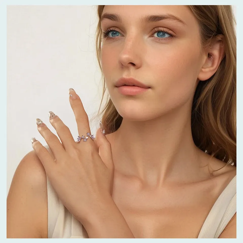 Parure fleur lilas en argent 925 WOSTU