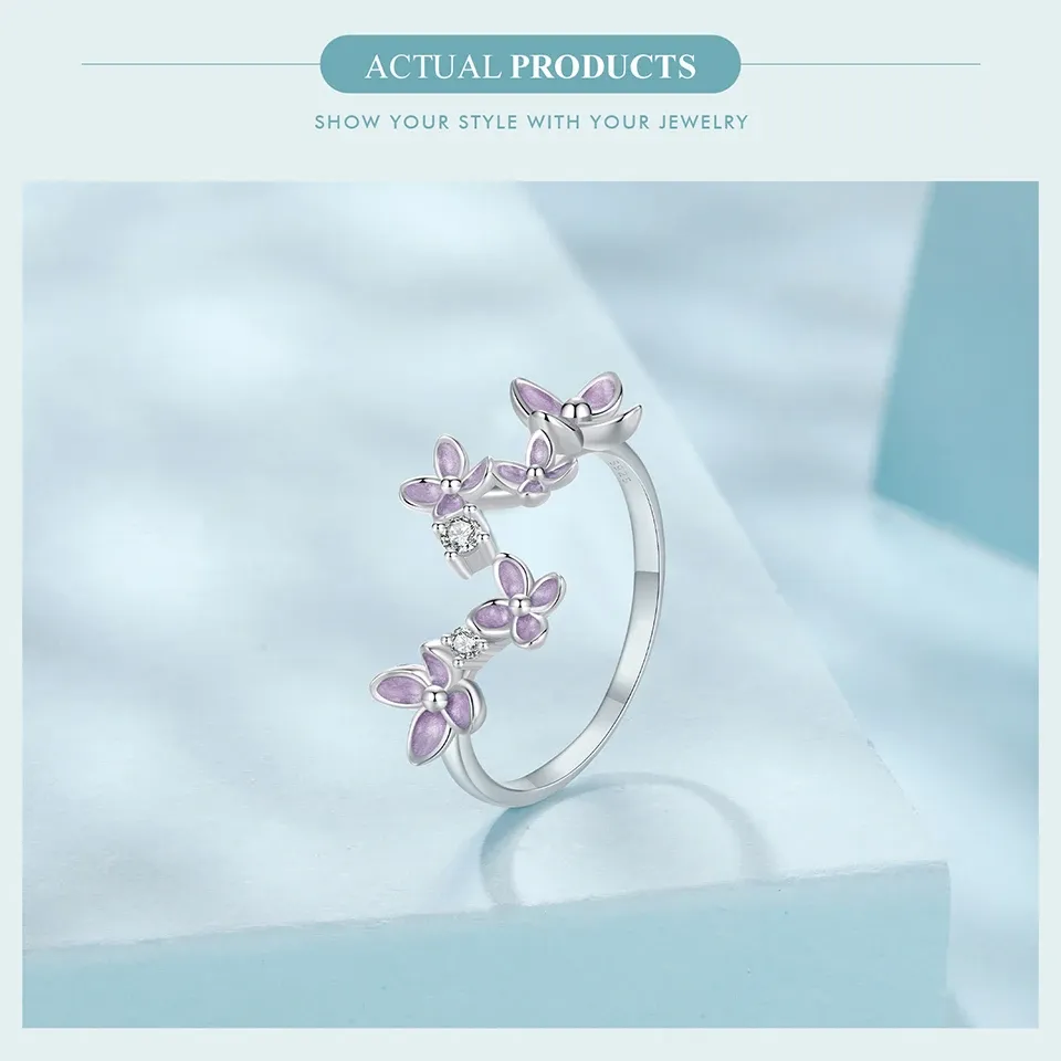 Parure fleur lilas en argent 925 WOSTU