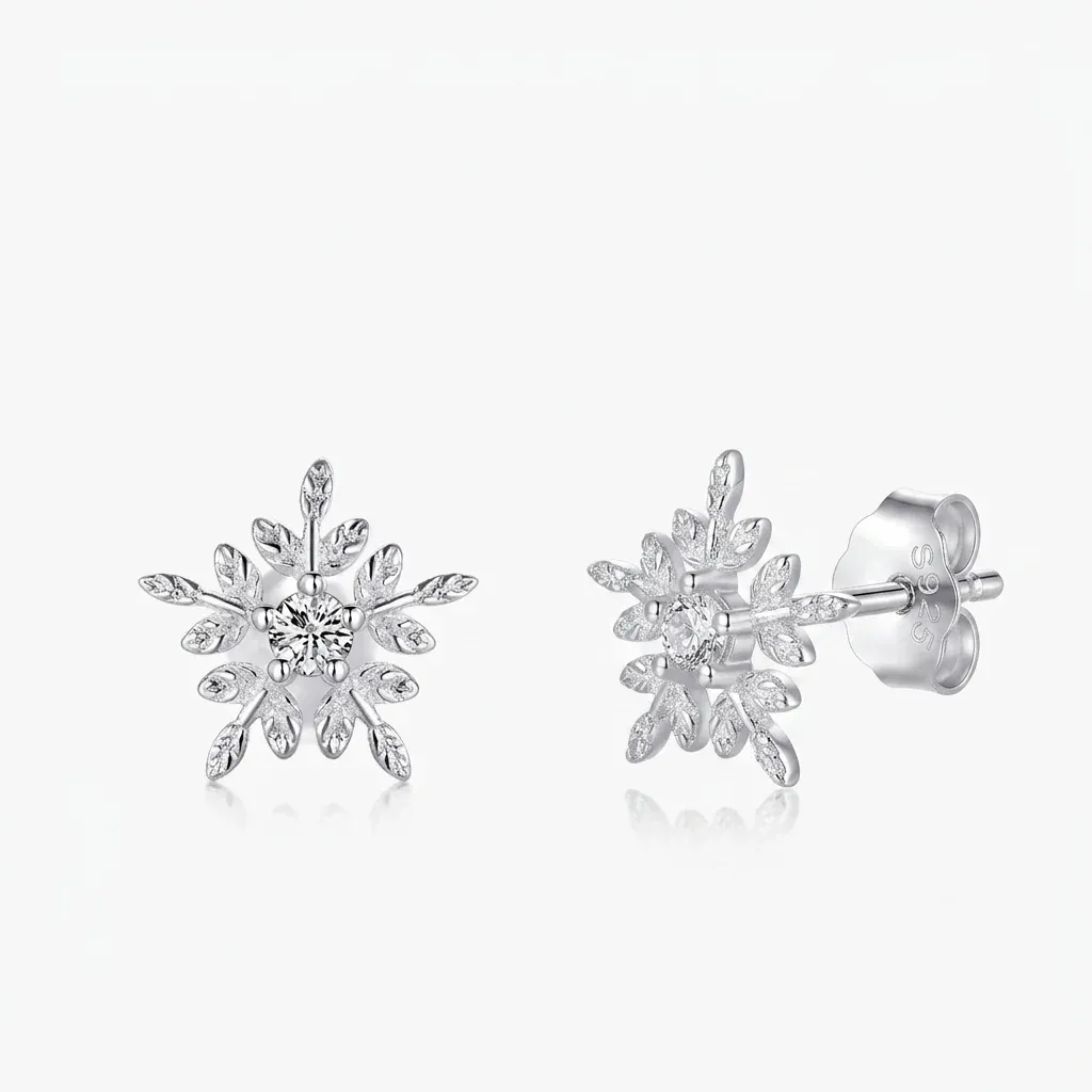 Boucles d’oreilles flocon argent 925 zircon