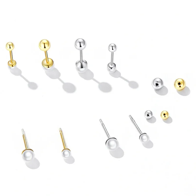 Boucles d’oreilles puces perle d’eau douce en argent 925 plaqué or 14 carats