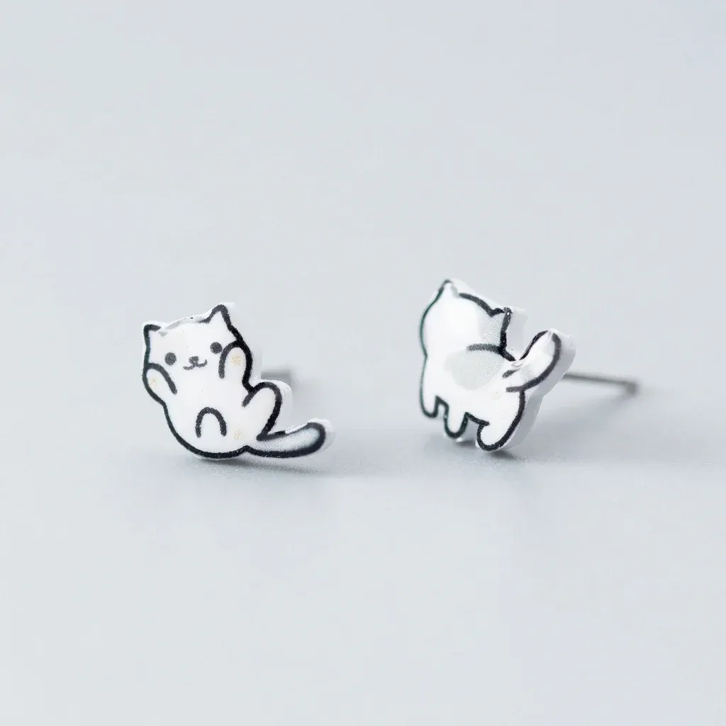 Boucles d’oreilles chat argent 925 enfant