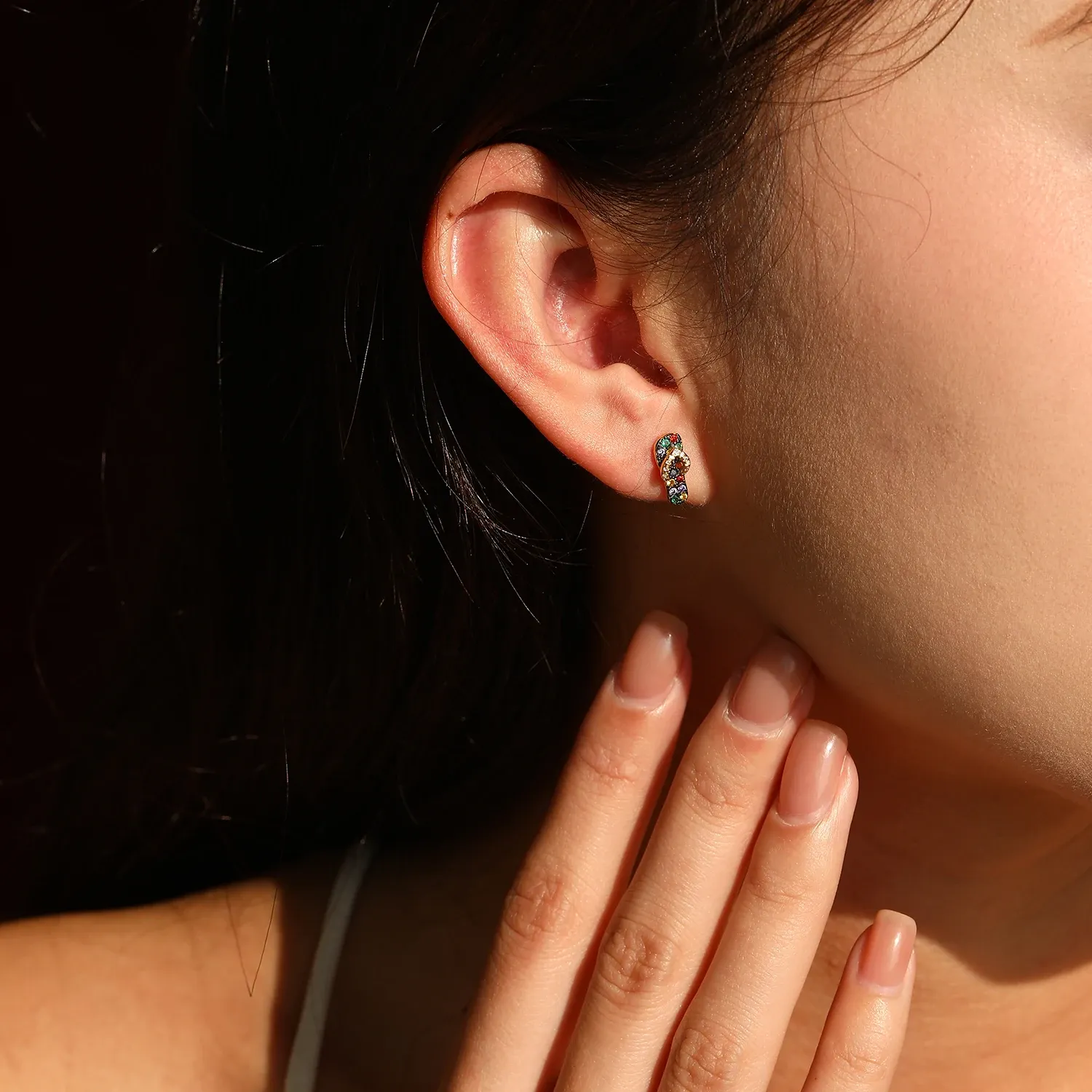 Boucles d’oreilles puces arc-en-ciel en argent 925 MODIAN