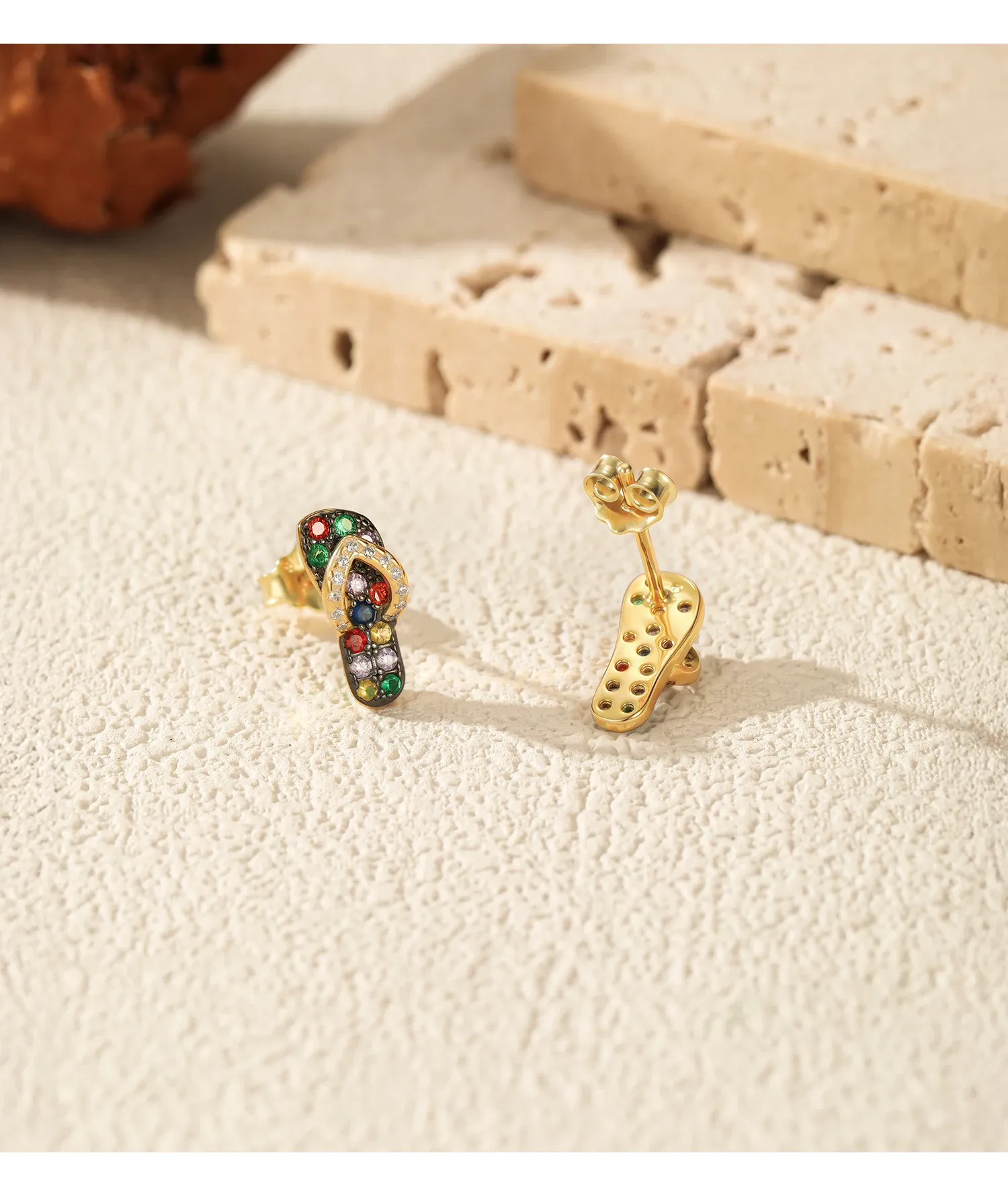 Boucles d’oreilles puces arc-en-ciel en argent 925 MODIAN