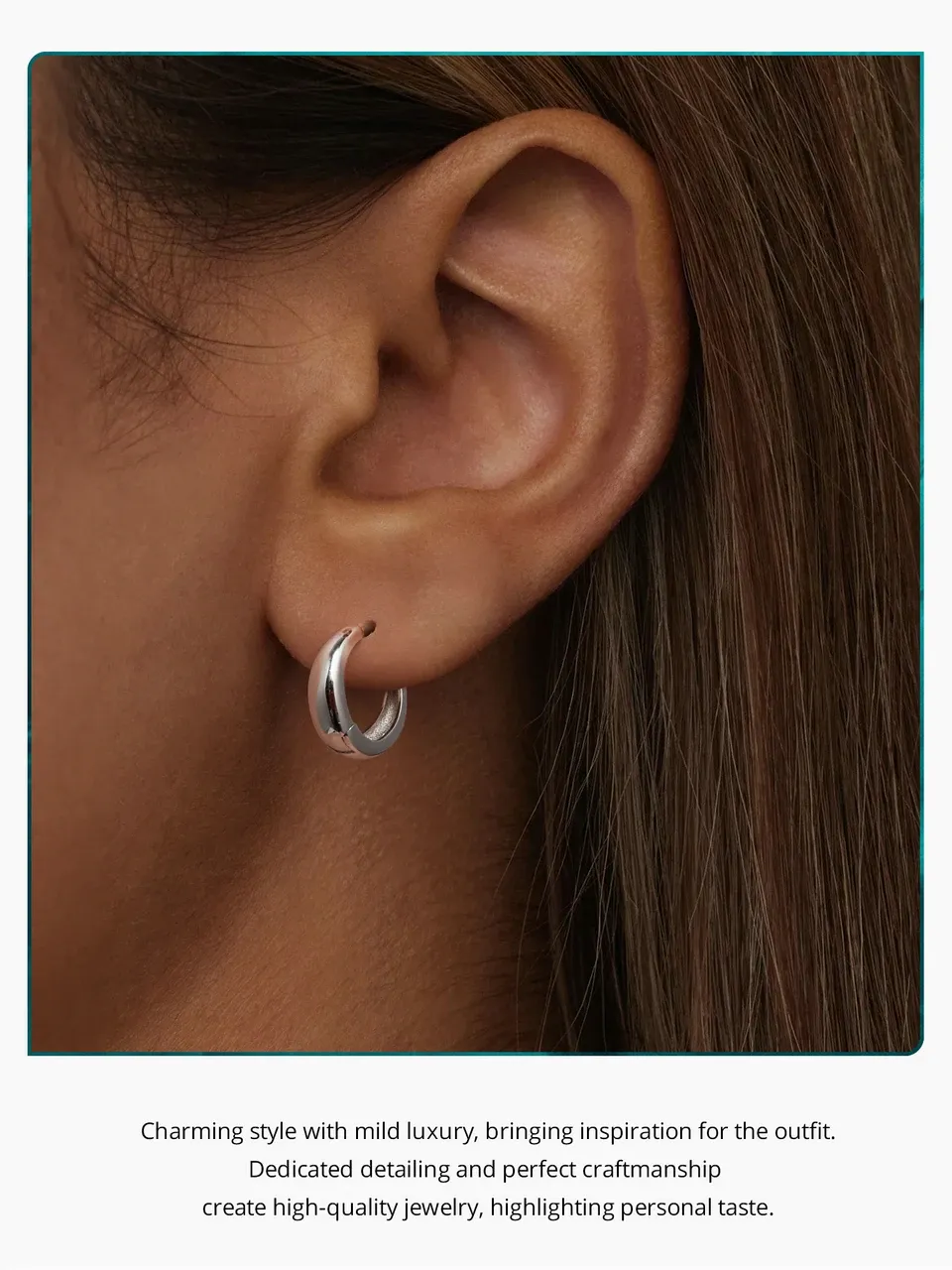 Créoles fines minimalistes en argent 925 plaqué platine WOSTU