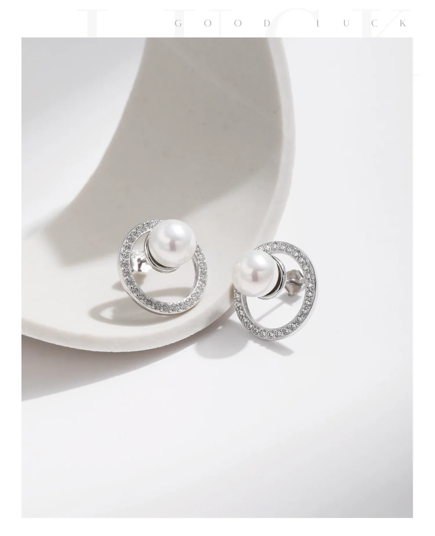Boucles d’oreilles puces en argent 925 avec perle de cristal MODIAN