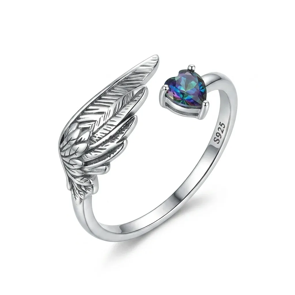 Bague argent 925 aile cœur ouverte