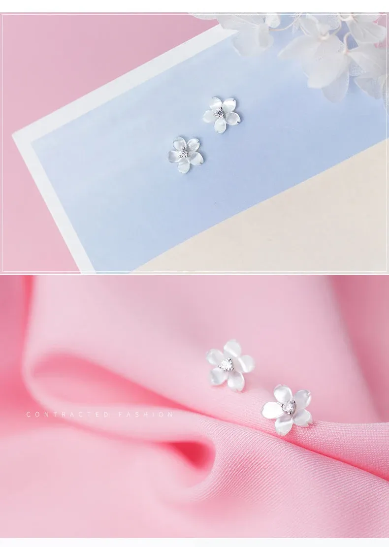 Boucles d’oreilles fleur en argent 925 et céramique MODIAN