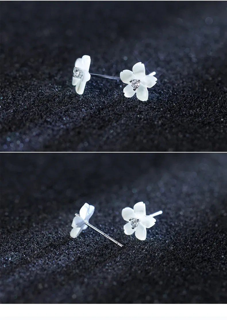 Boucles d’oreilles fleur en argent 925 et céramique MODIAN