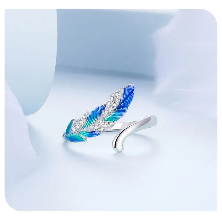 Boucles d’oreilles plumes bleues en argent 925 WOSTU