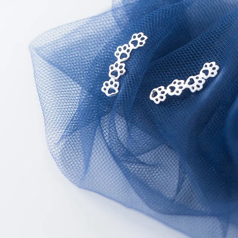 Boucles d’oreilles longues chien et patte de chat en argent 925 MODIAN