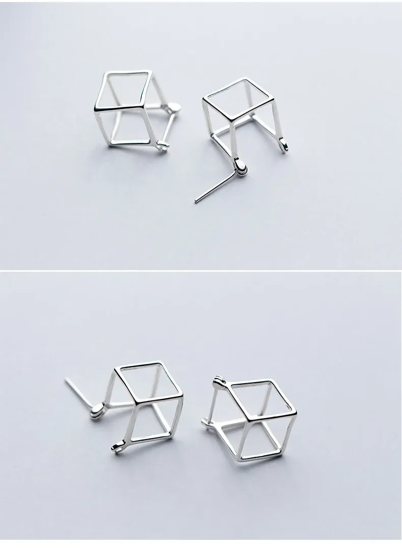 Boucles d’oreilles cubiques 3D en argent 925 MODIAN