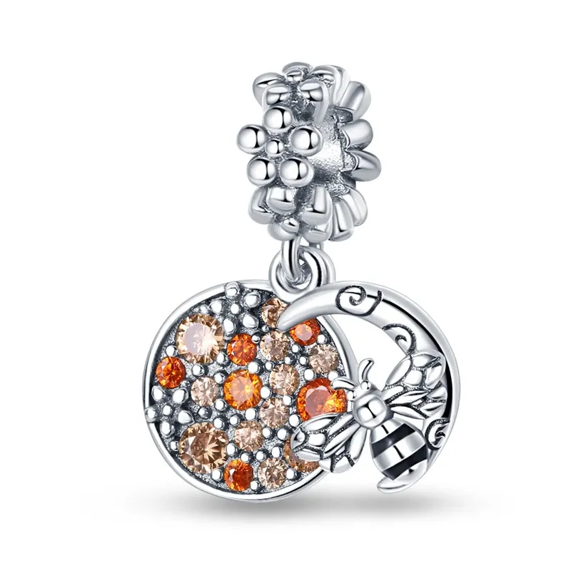 Breloque abeille en argent 925 avec zircon