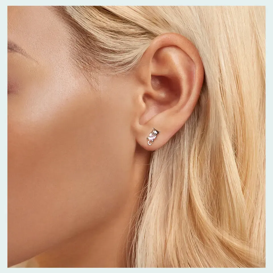 Boucles créoles WOSTU en argent 925 motif animal et cœur rose