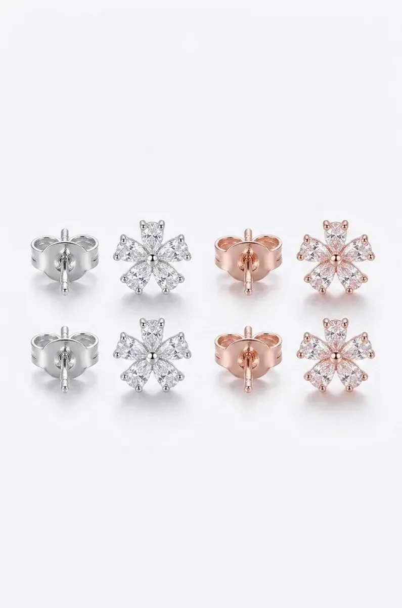 Boucles fleur argent 925 et zircon