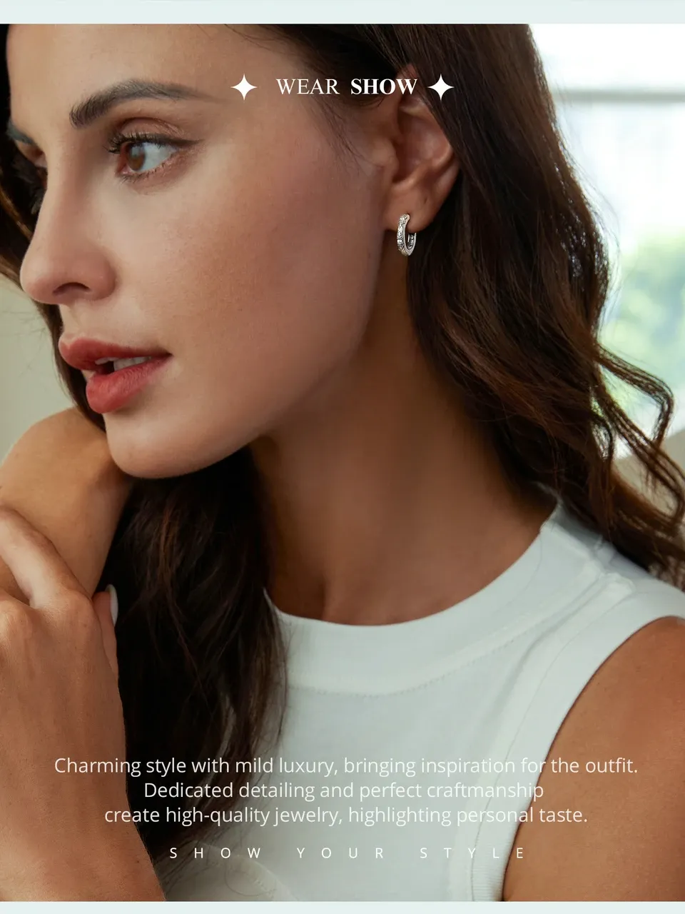 Créoles rétro WOSTU en argent 925 oxydé et zircon