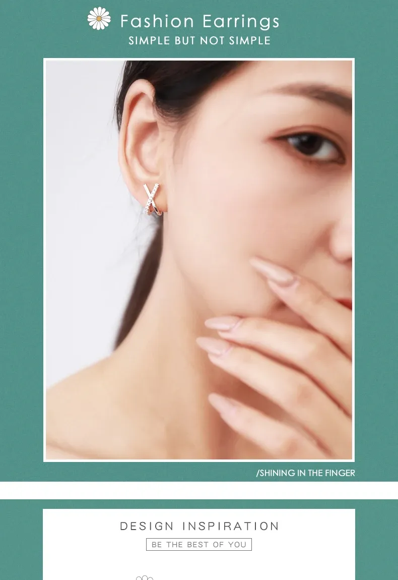 Boucles d’oreilles géométriques en X en argent 925 MODIAN