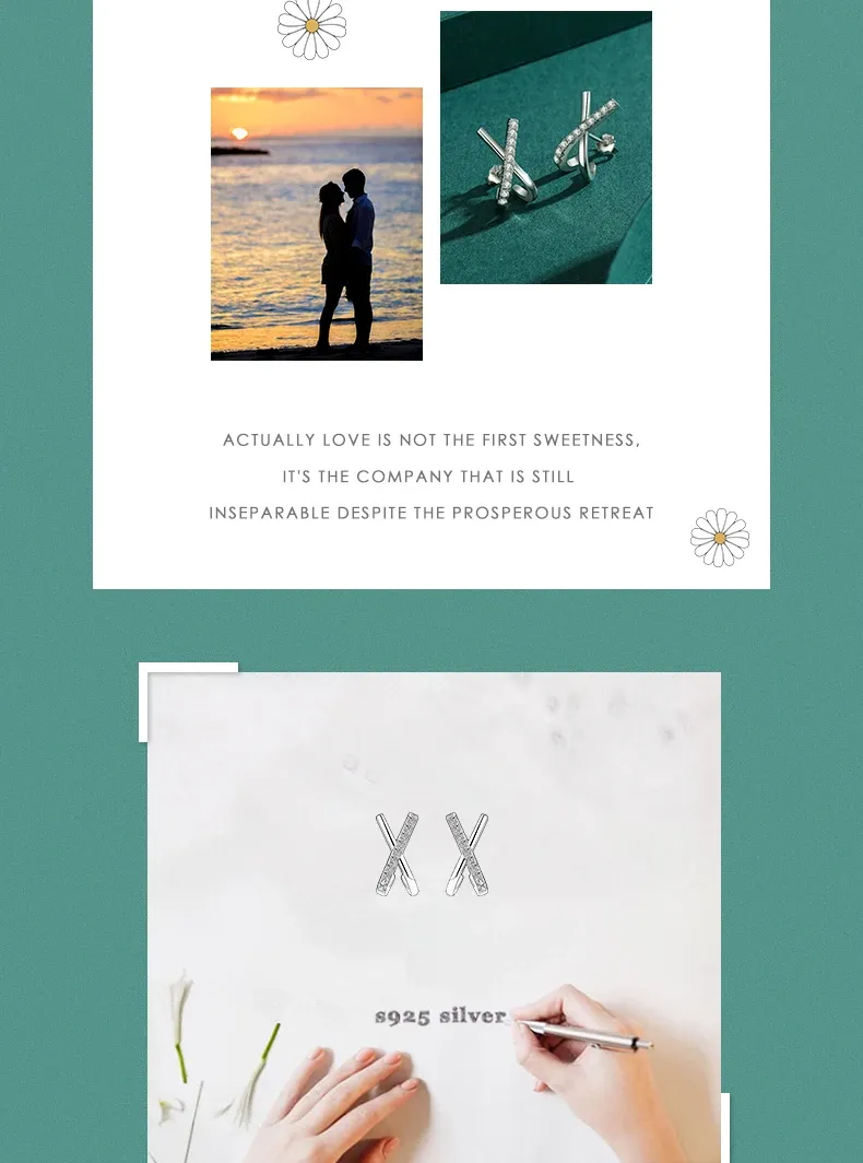 Boucles d’oreilles géométriques en X en argent 925 MODIAN