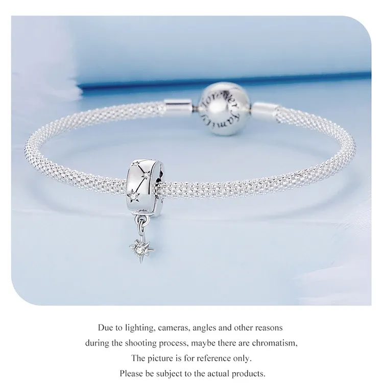 Breloque ronde ajourée en argent 925 WOSTU avec zircon