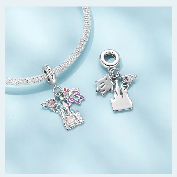 Breloque château féerique en argent 925 WOSTU