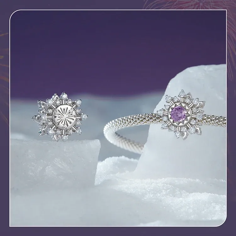 Breloque flocon coloré en argent 925 WOSTU