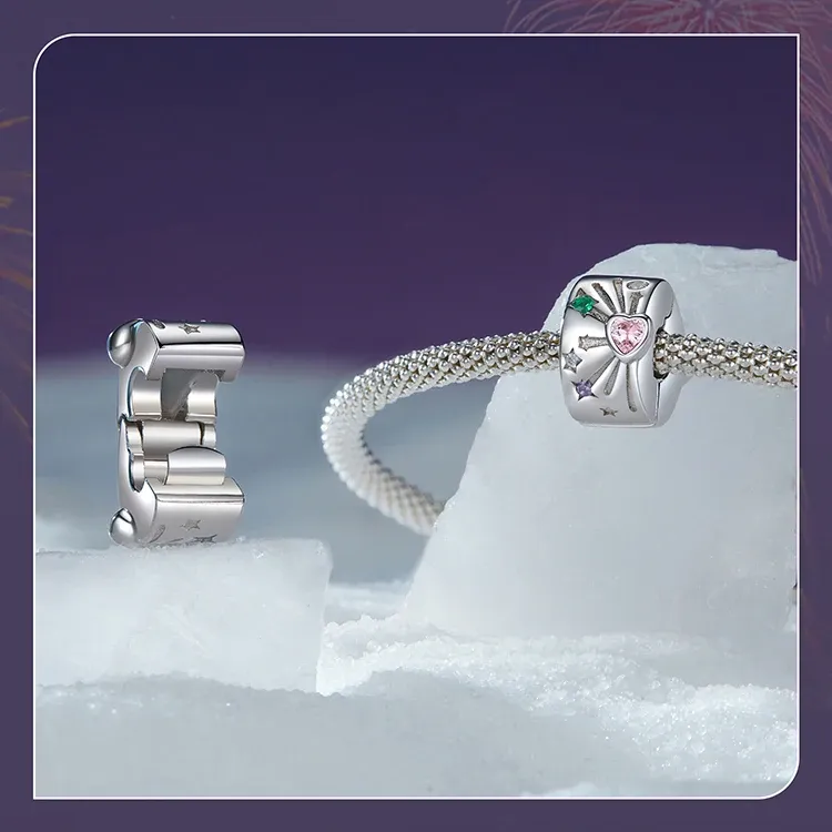 Breloque flocon coloré en argent 925 WOSTU