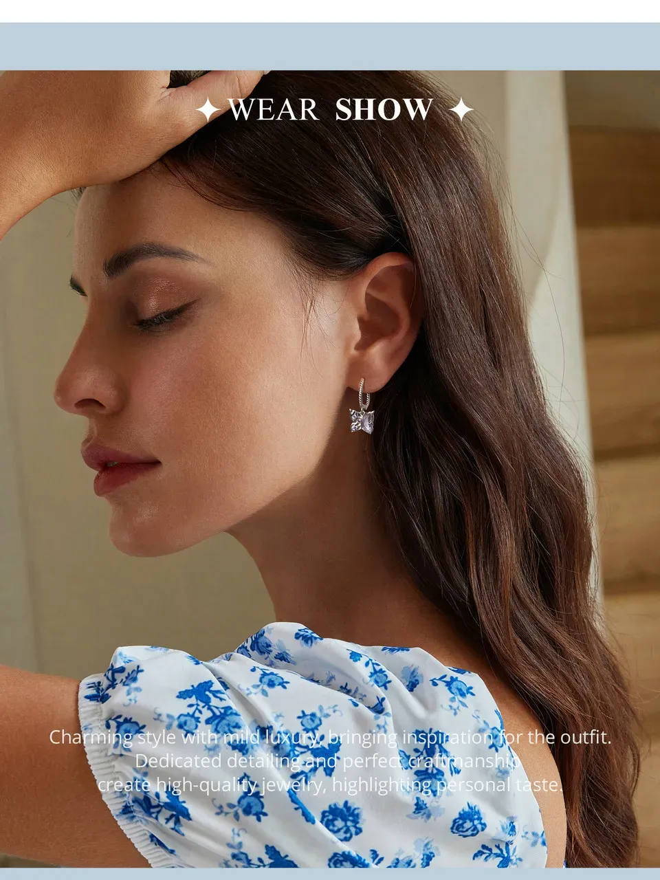 Créoles papillon en argent 925 avec cristal transparent WOSTU