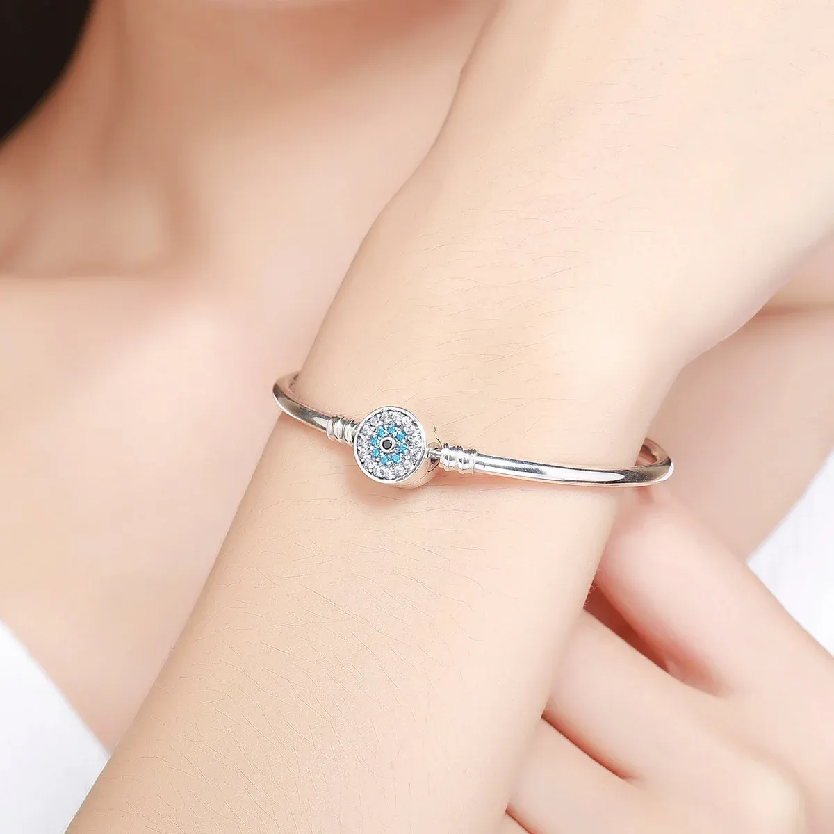 Bracelet WOSTU en argent 925 avec flocon et zircon bleu
