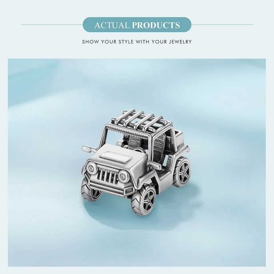 Breloque véhicule vintage WOSTU en argent 925