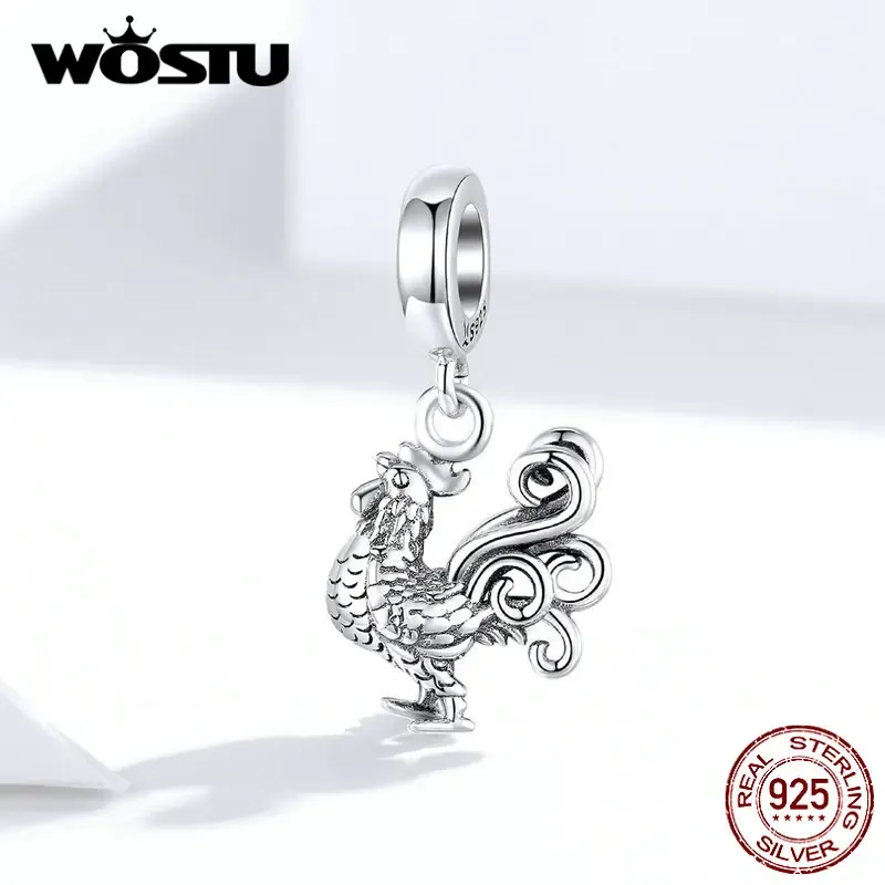 Breloque coq WOSTU en argent 925 pour bracelet